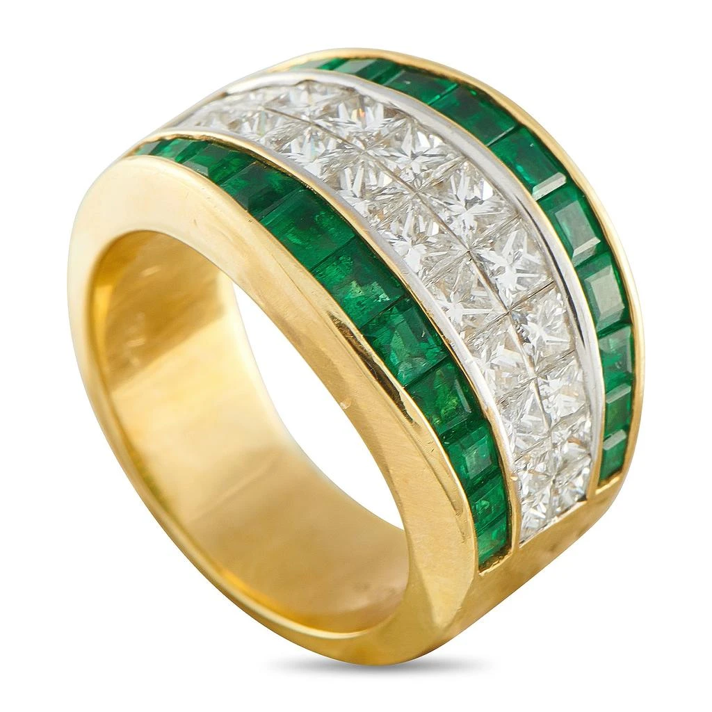 Quad 18K Yellow Gold 1.75ct Diamond and Emerald Ring QU08-122425