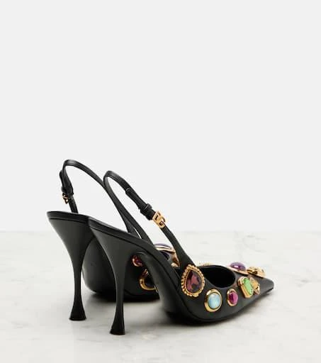 Dolce 
Gabbana DG embellished leather slingback pumps 2