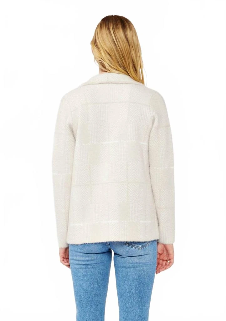 LOVESTITCH Plaid Sweater Blazer With Hidden Snaps In Cream 2