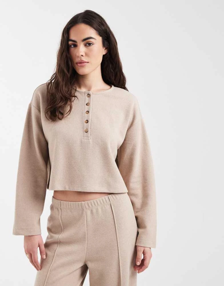 Miss Selfridge Miss Selfridge henley top co-ord in oatmeal rib