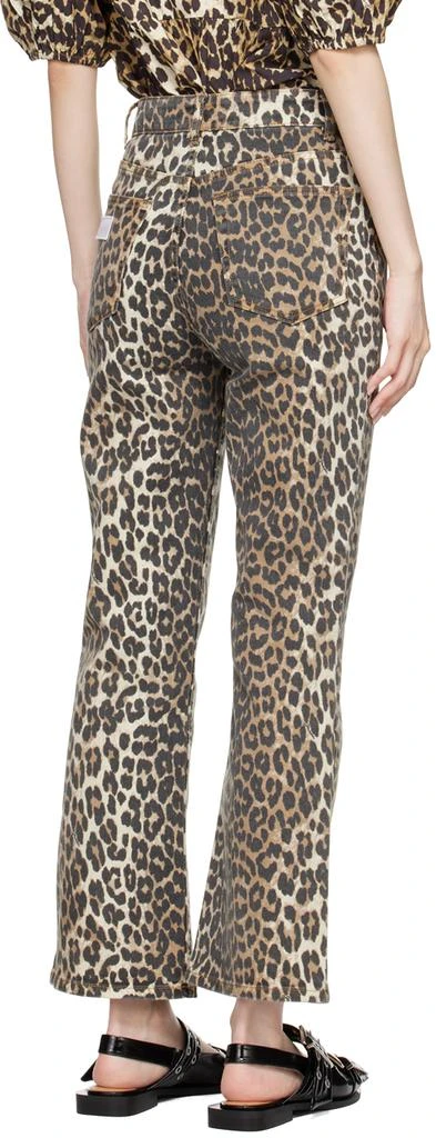 Ganni Brown & Black Leopard Betzy Cropped Jeans 3