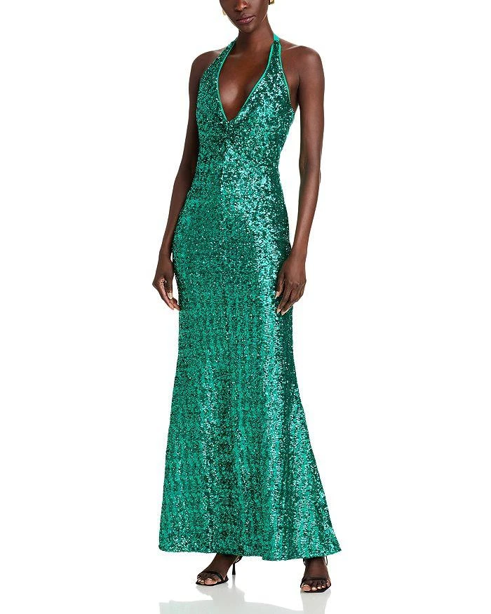 Chiara Boni Ryushi Sequined Halter Gown 1