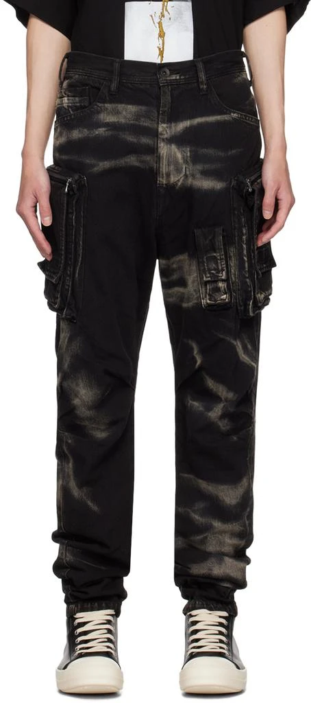 Julius Black Bleached Denim Cargo Pants 1