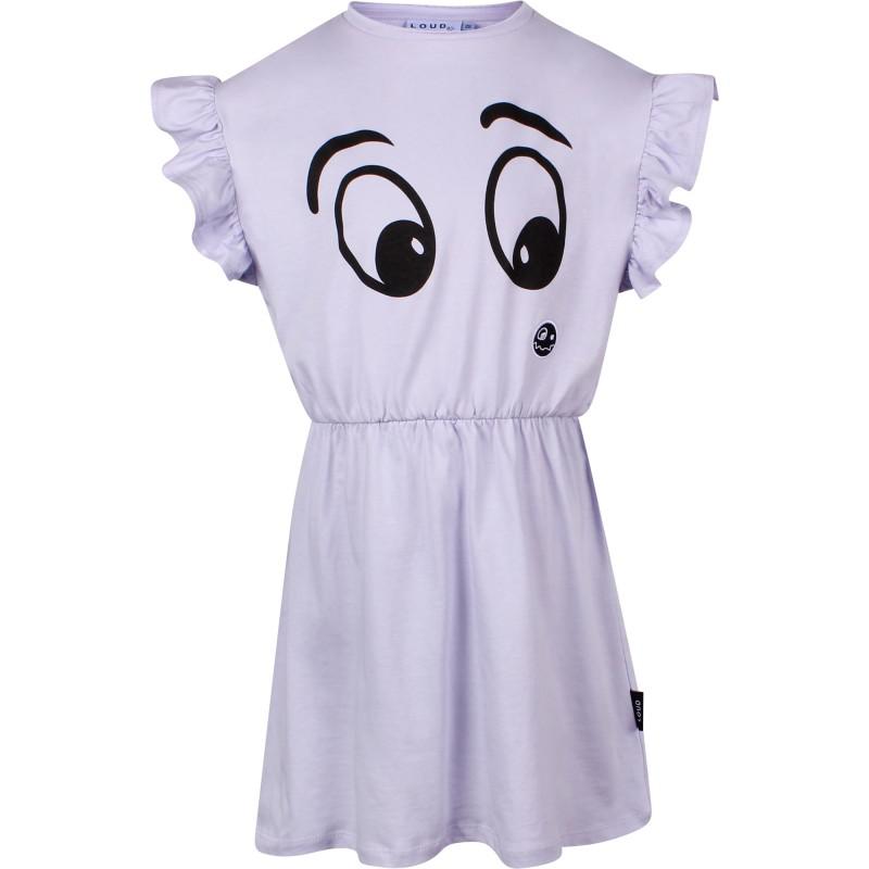 Loud Apparel Cotton jersey dress with eyes print in lilac