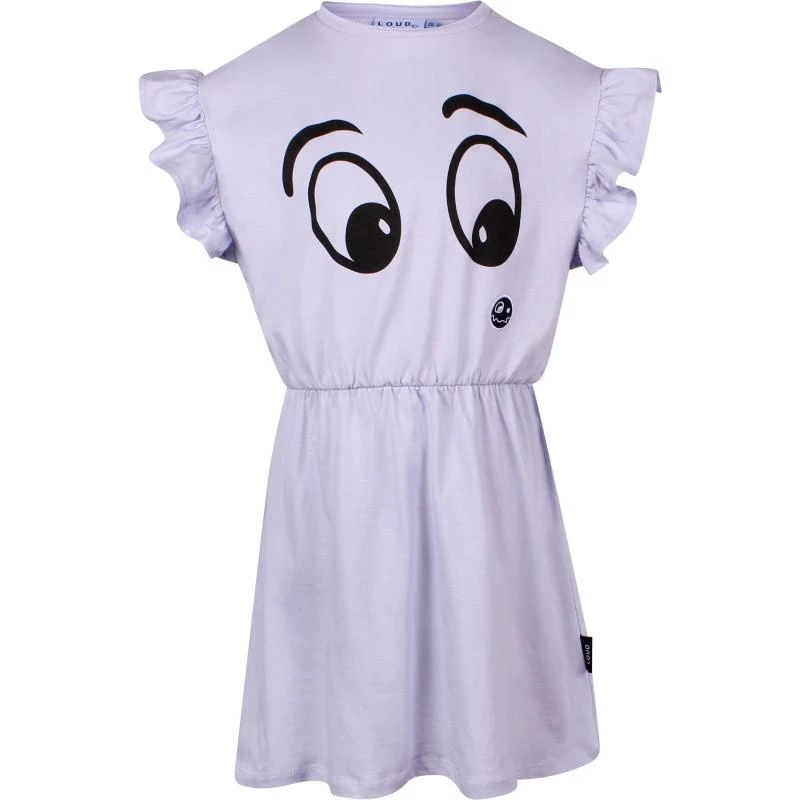 Loud Apparel Cotton jersey dress with eyes print in lilac 1