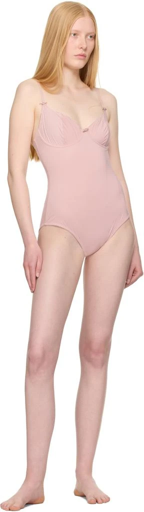 SKIMS Pink Retro Shapewear Unlined Demi Brief Bodysuit 4