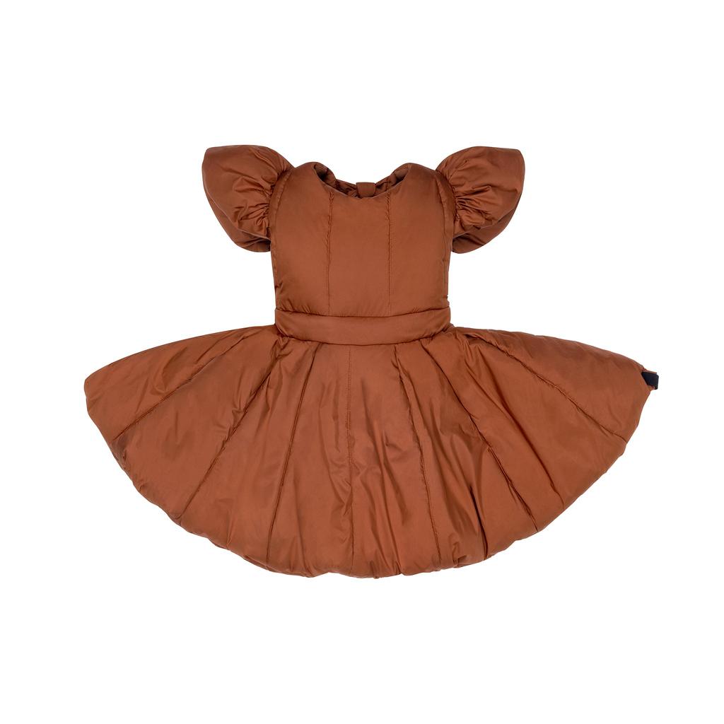Omamimini Girls Quilted Nylon Pinafore Dress