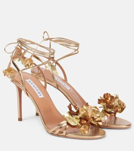 Aquazzura Summer Sun 85 metallic leather sandals 1