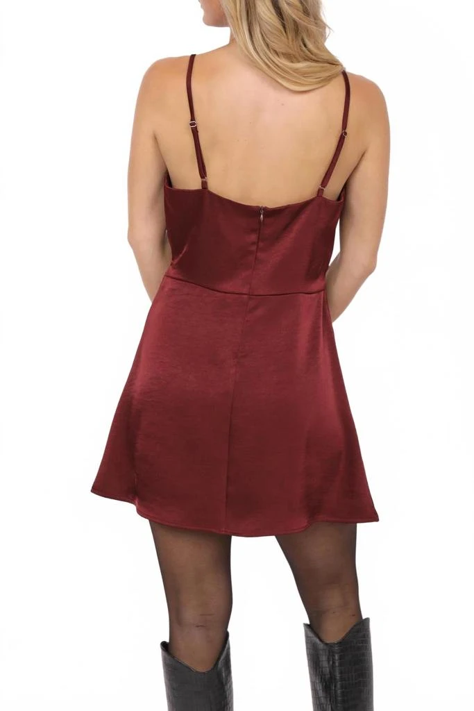 Sadie 
Sage One Look Lace Trim Slip Dress In Burgundy 2