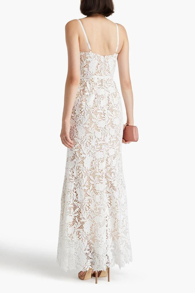 MARCHESA Satin-trimmed guipure lace and tulle gown 3