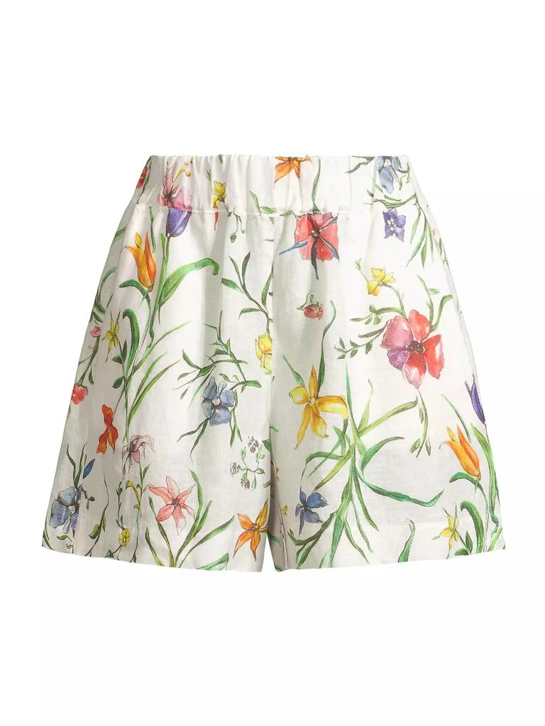 120% Lino Elasticized Linen Floral Shorts 1