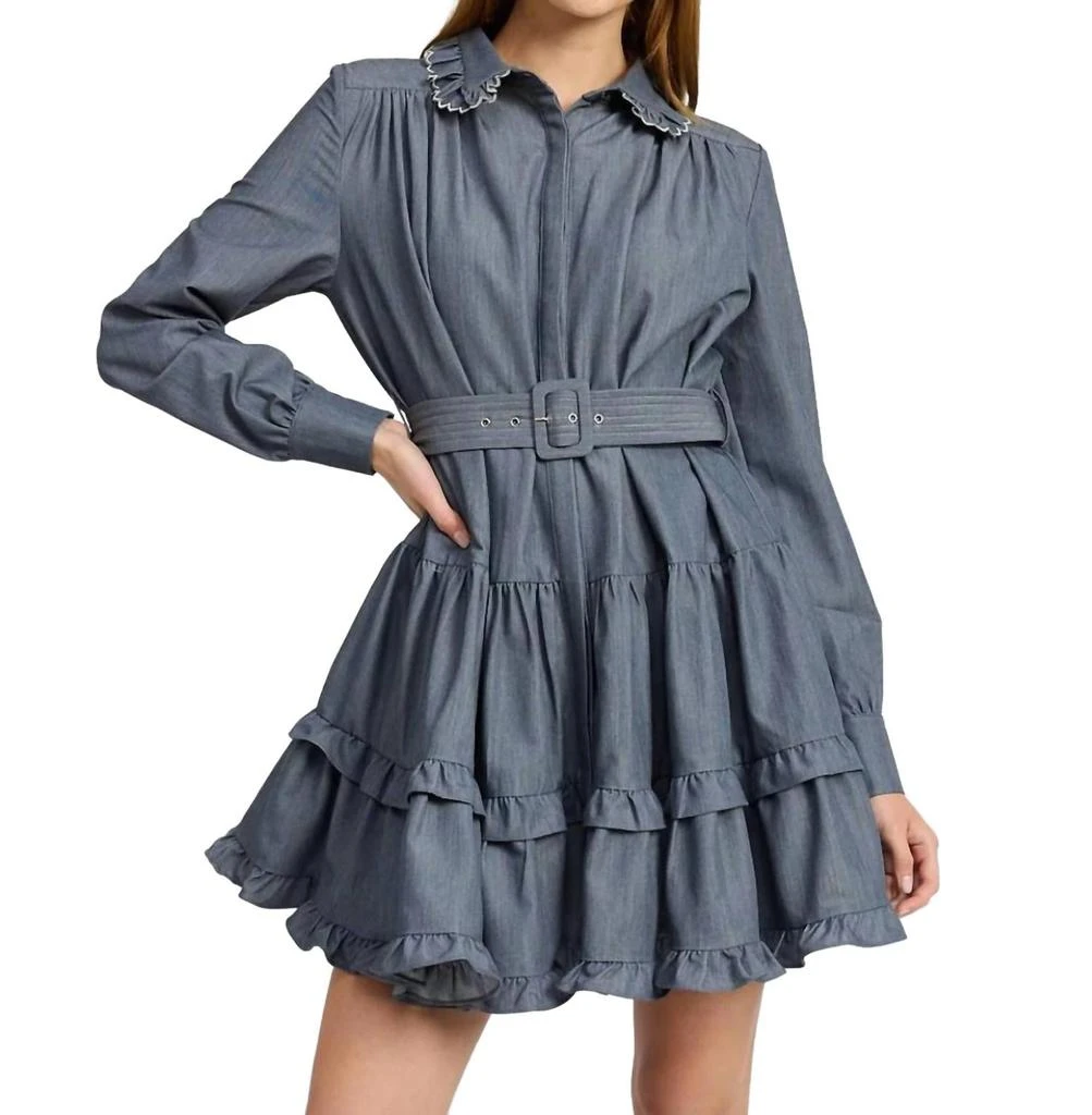 En Saison Angeline Mini Dress In Denim 1