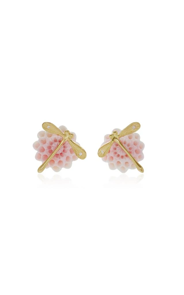 Annette Ferdinandsen Annette Ferdinandsen - 18K Yellow Pink Conch Diamond Earrings - Pink - OS - Moda Operandi - Gifts For Her 1