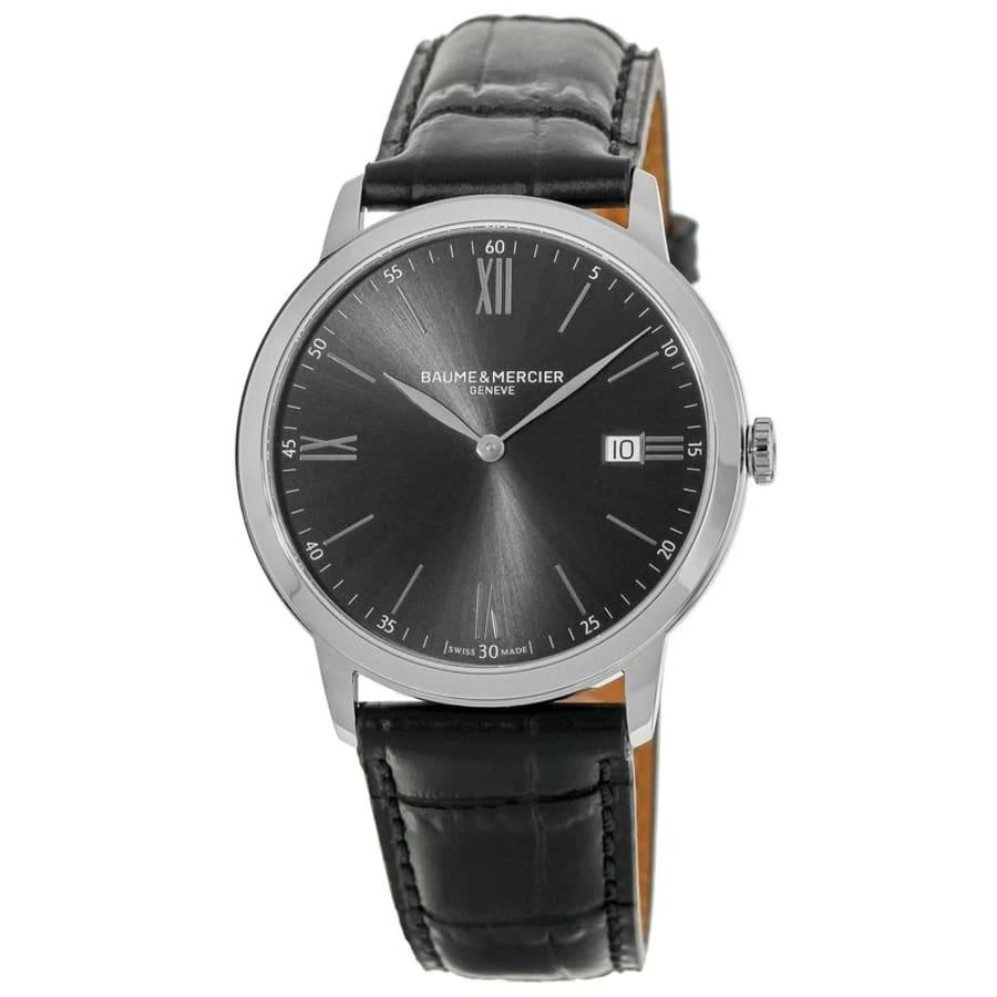 Baume & Mercier Classima Quartz Grey Dial Black Leather Strap Men's Watch 10416 1