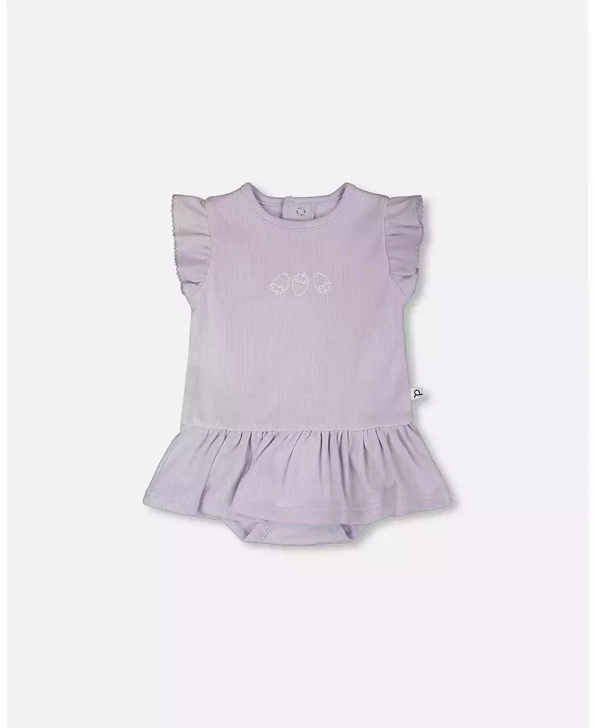 Deux par Deux Baby Girl Cotton Rib Jersey Romper with Frill Lilac - Baby