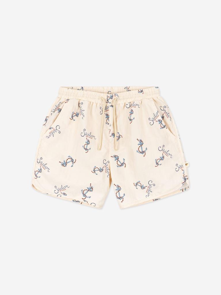 Konges Slojd Boys Asnou Rock My Boat Swim Short in Ivory