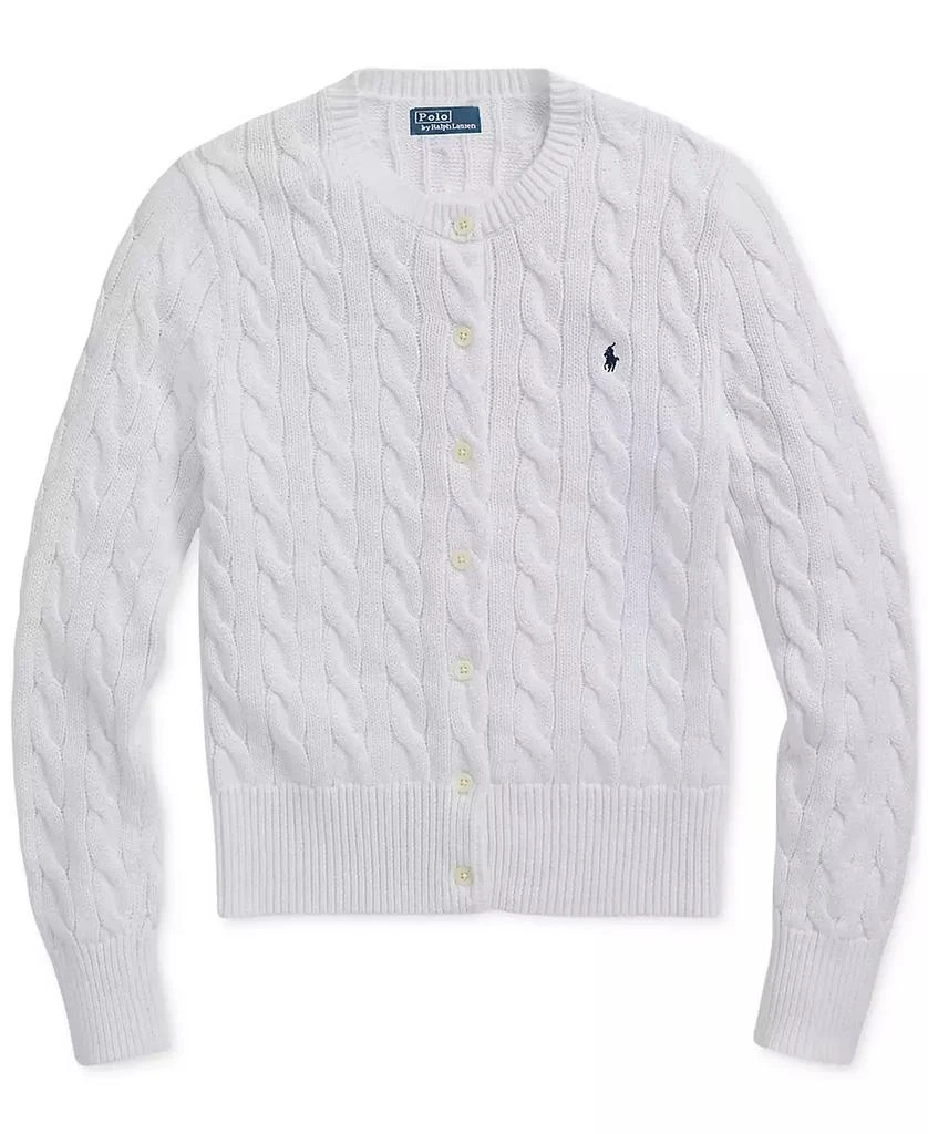 Ralph Lauren Women's Cable-Knit Cotton Crewneck Cardigan Sweater 5