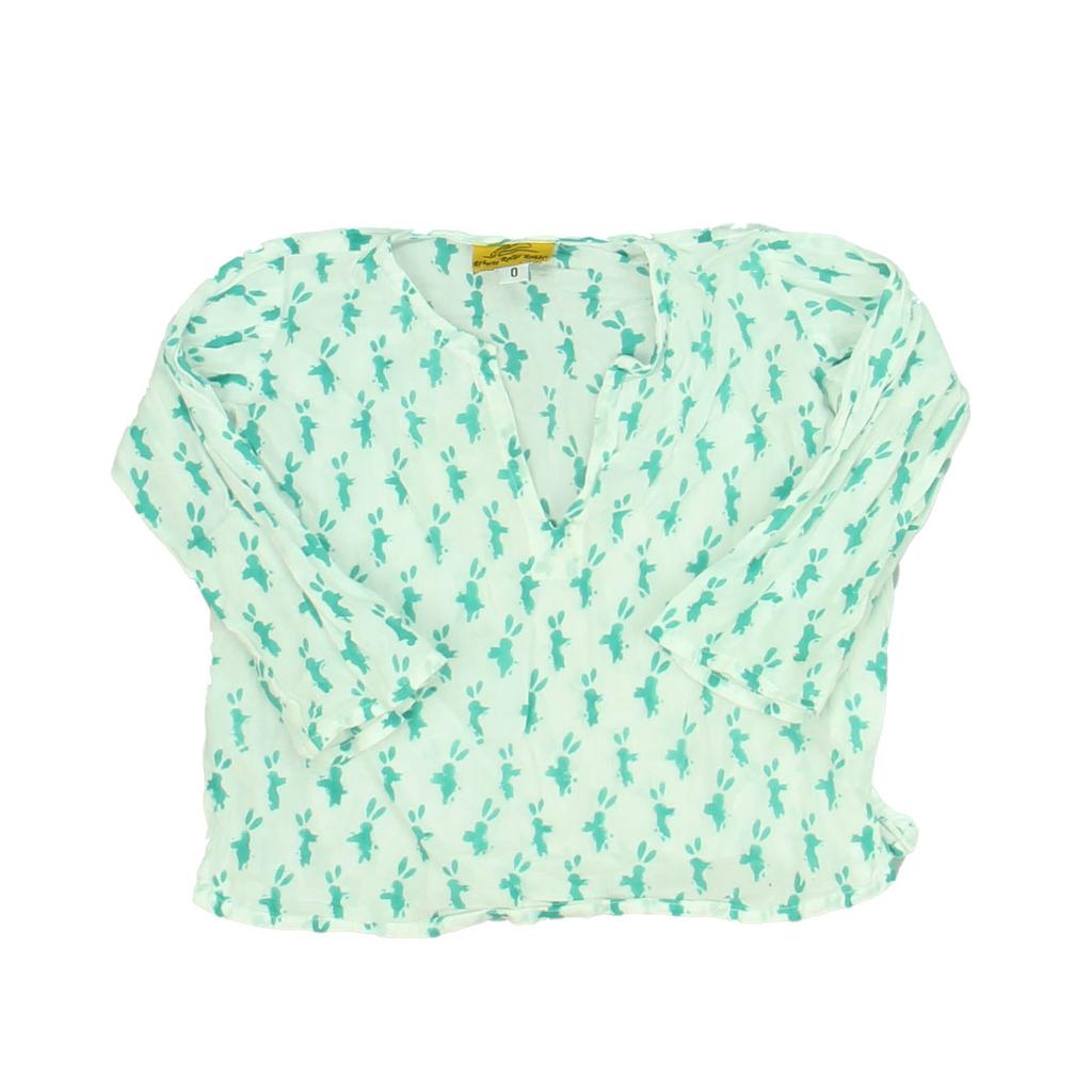 Roller Rabbit Girls White | Green Long Sleeve Shirt