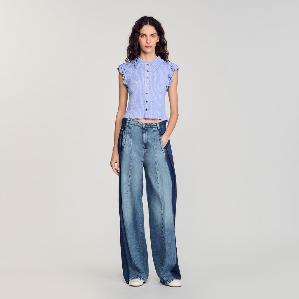Sandro Striped smocked T-shirt