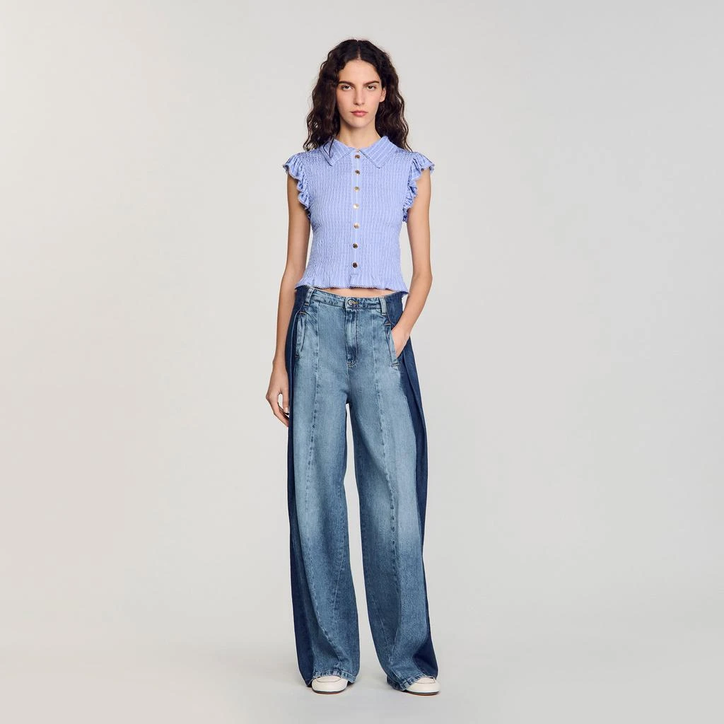 Sandro Striped smocked T-shirt 1