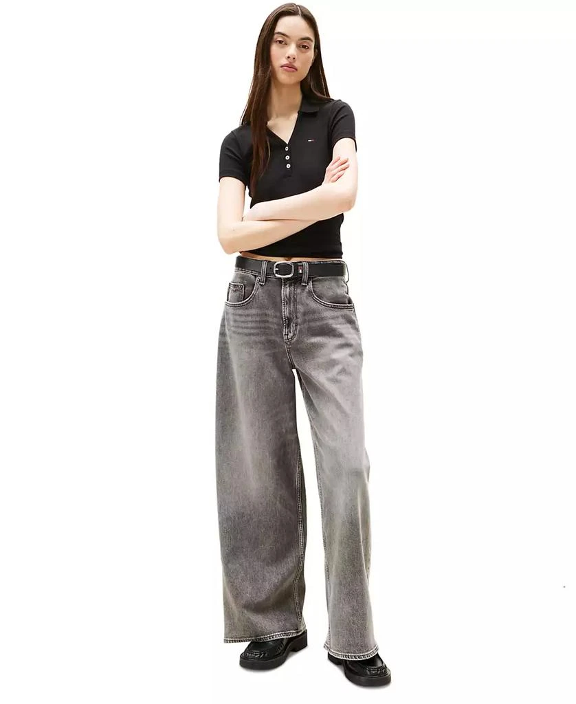 Tommy Jeans Women
s Slim-Fit Ribbed Polo Shirt 2