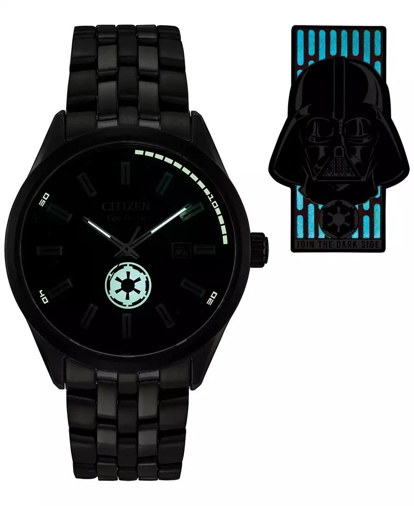 Citizen Eco-Drive Men's Star Wars Darth Vader Black-Tone Stainless Steel Bracelet Watch 41mm Gift Set 5