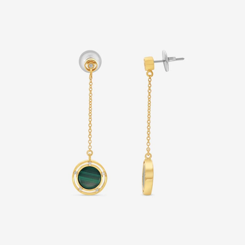 Damiani Damiani D. Side 18K Yellow Gold Diamond 
Malachite Drop Earrings 20086902-copy 3