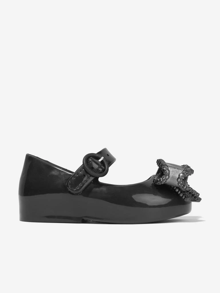 Mini Melissa Mini Melissa Girls Mini Sweet Love Bow Jelly Ballerinas in Black 1