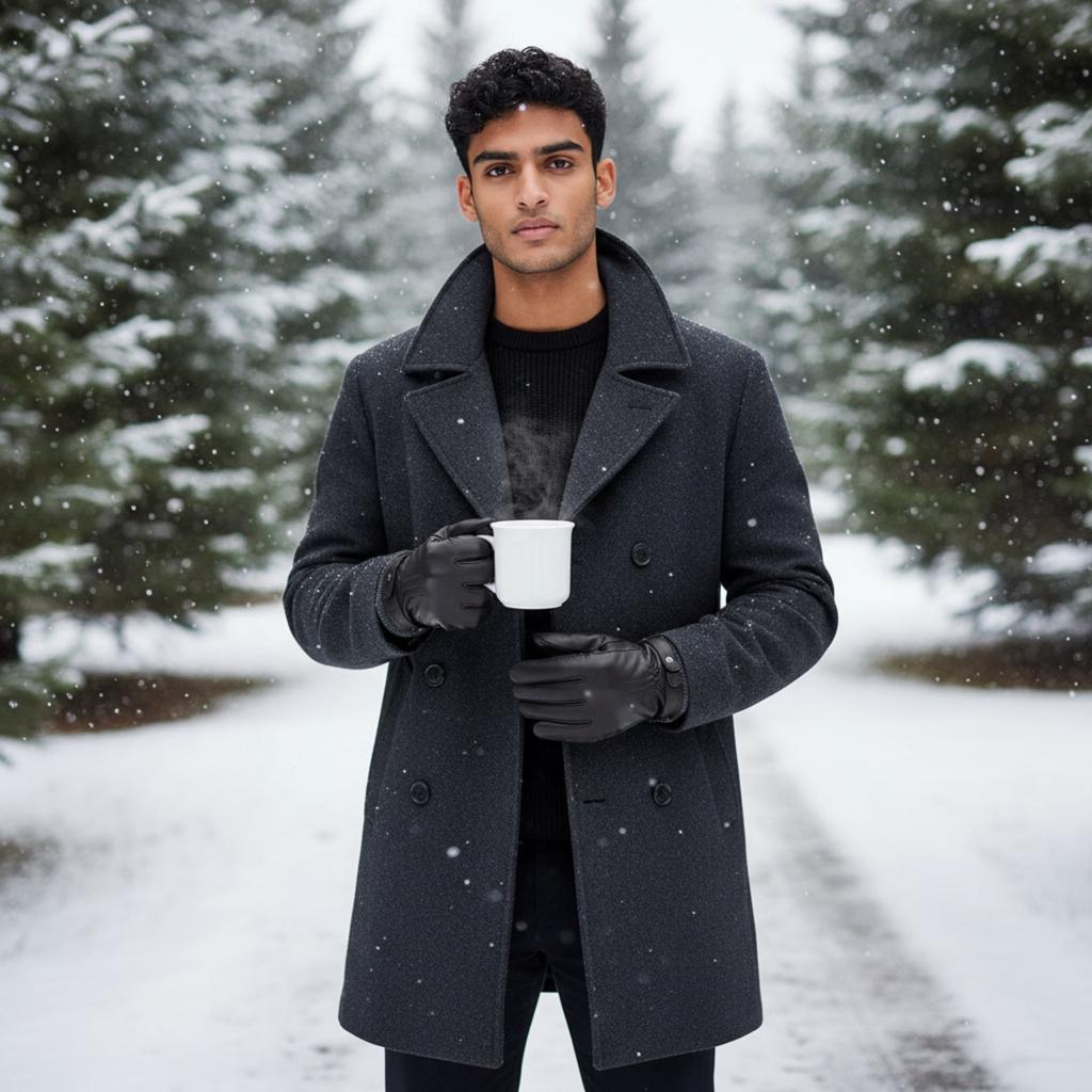 Infinity Leather Men’s Brown Italian Leather Warm Wool Lining Winter Bike Riding Driving Casual Gloves