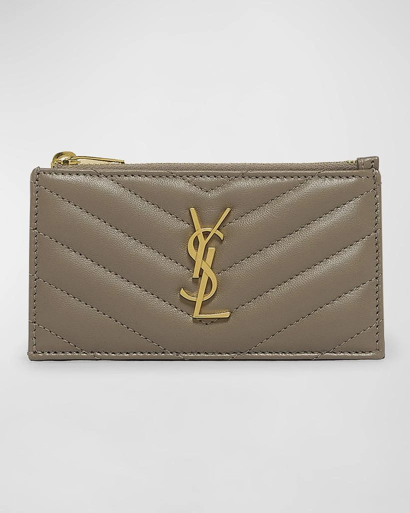 Yves Saint Laurent Small YSL Zip Card Case in Quilted Leather 1