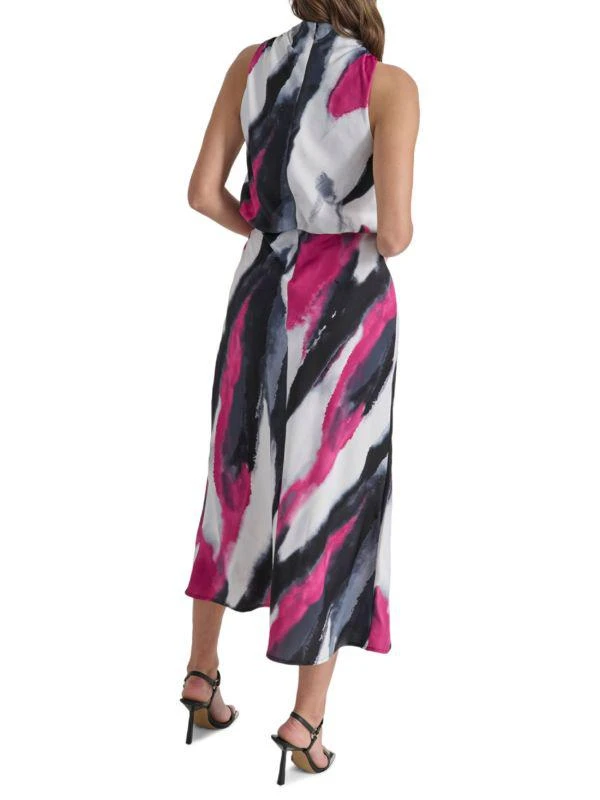 DKNY Draped Brushstroke-Print Midi-Dress 2