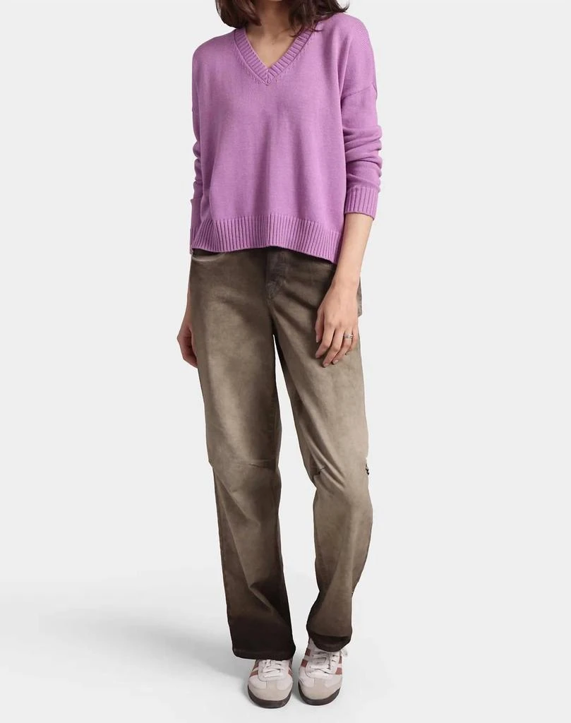 Minnie Rose Minnie Rose - Cotton Cashmere Boxy V-neck Sweater 4