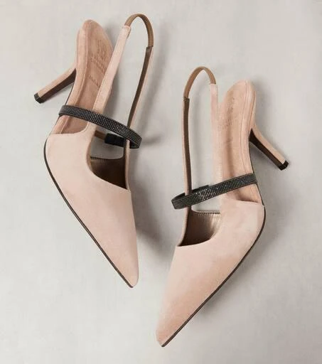 Brunello Cucinelli Monili suede slingback pumps 5