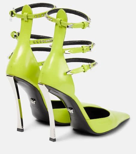 Versace Pin-Point embellished leather pumps 3