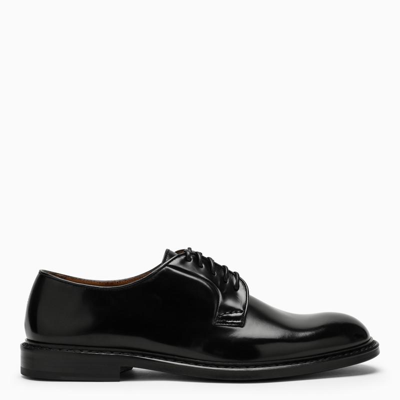 Doucal's Low black leather lace-up