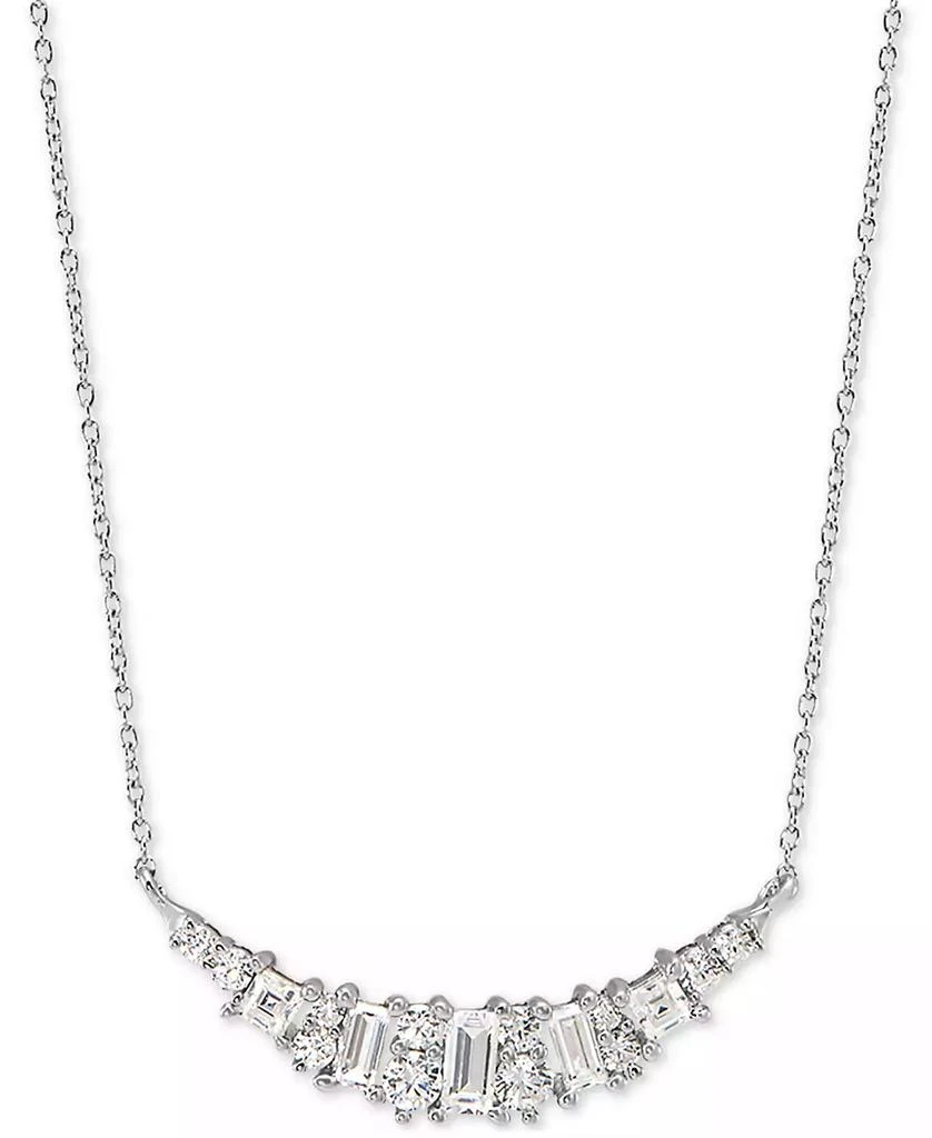Arabella Cubic Zirconia Heart 18" Statement Necklace in Sterling Silver 1