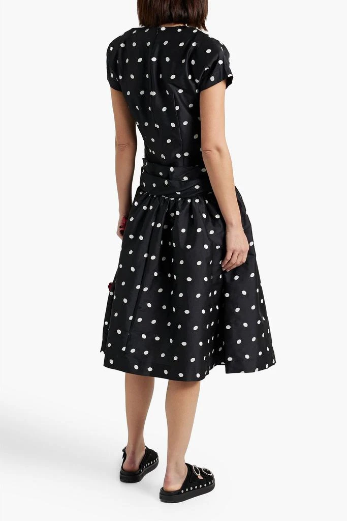 BATSHEVA Buffy bow-embellished polka-dot taffeta midi dress 3