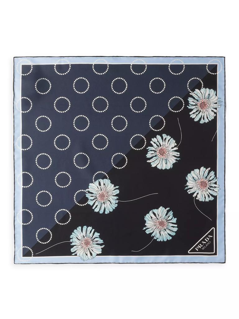 Prada Printed Silk Twill 55CM Square Scarf - Scarves - Free