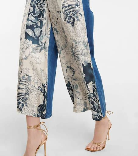 ETRO Printed silk and denim culottes 5
