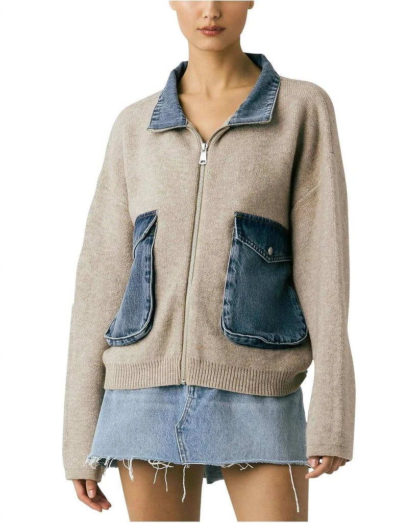 Blank NYC Glow Up Sweater Jacket In Beige