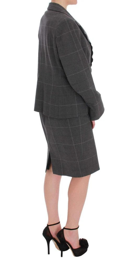 BENCIVENGA BENCIVENGA Gray Checkered Cotton Blazer Dress Set Suit 5