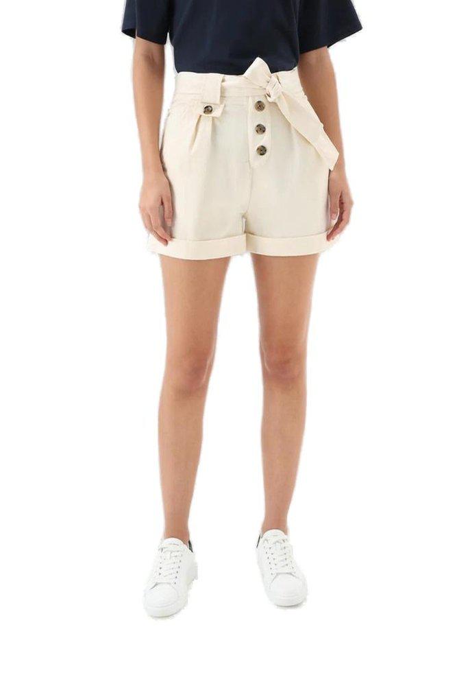 Woolrich Woolrich Tied-Waist Turn-Up Hem Shorts