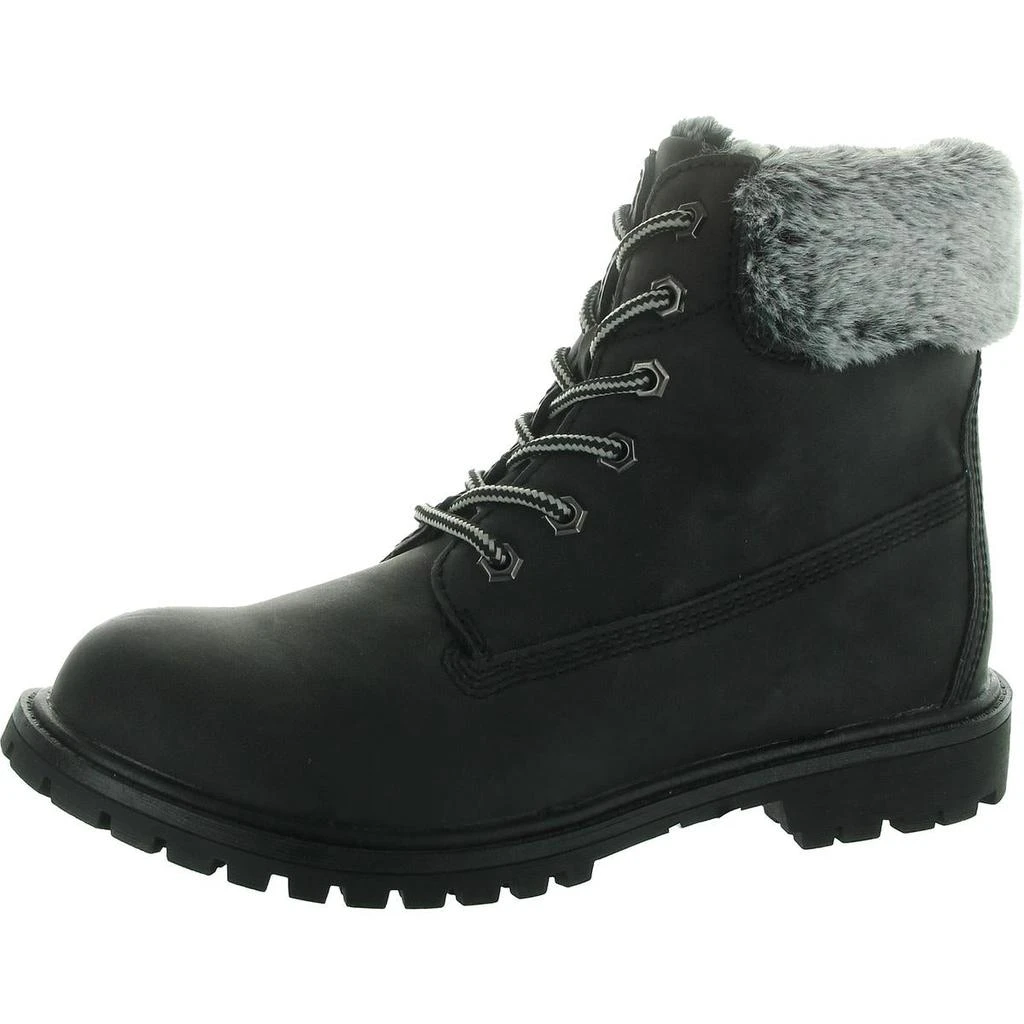 UNIONBAY Mason Womens Faux Fur Leather Combat & Lace-Up Boots 1