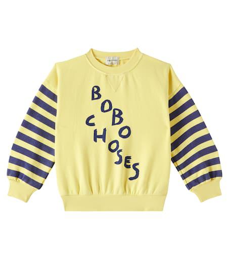 BOBO CHOSES Logo striped cotton jersey sweatshirt