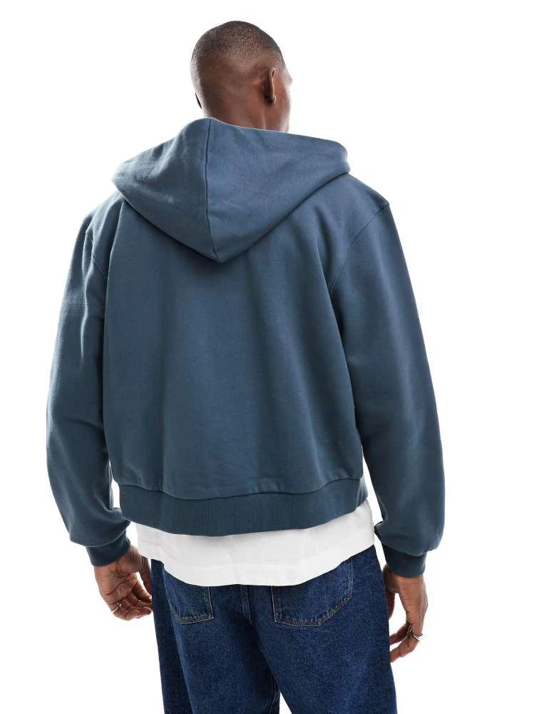 ASOS ASOS DESIGN premium heavyweight boxy cropped zip through hoodie 400gsm in grey 3
