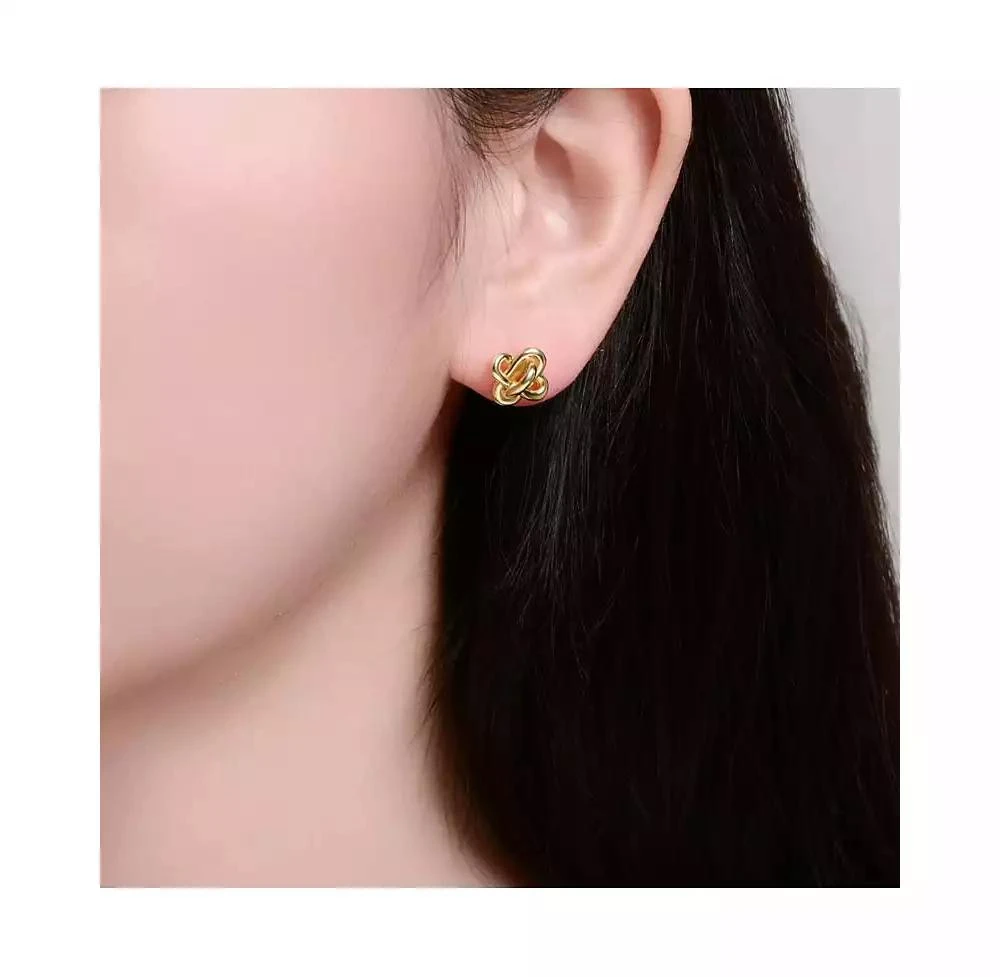 Rachel Glauber Elegant Knot Loop Stud Earrings in 14K Gold Plated 2
