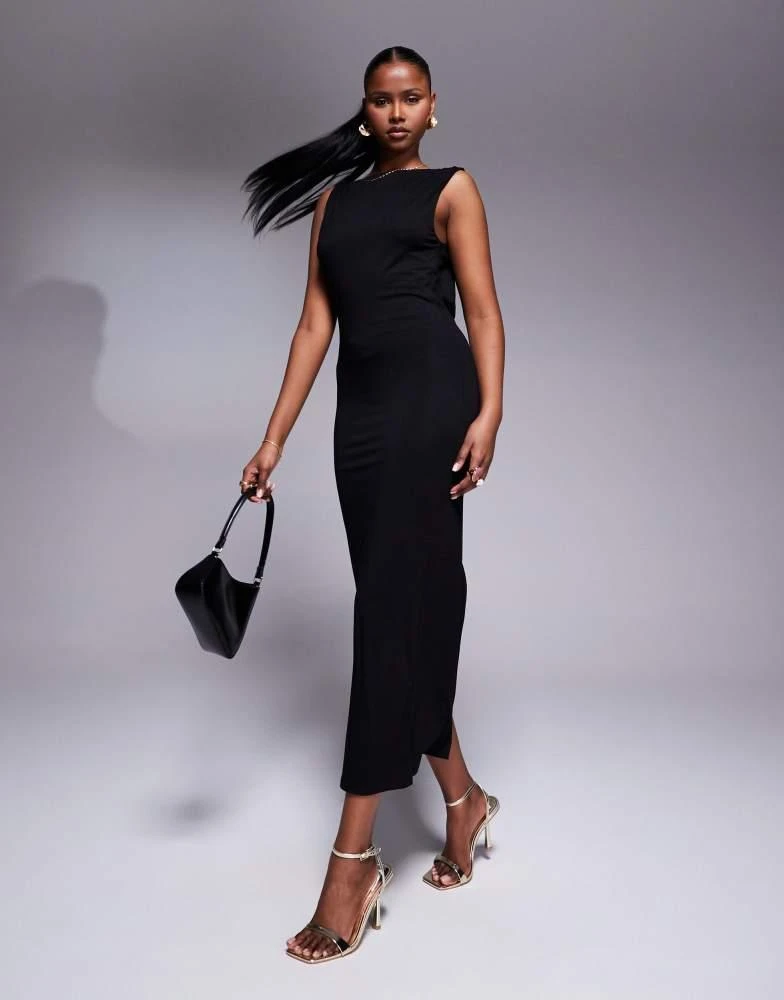 knee length dresses for ladies Léonore Black Deconstructed Open-Back Midi Dress M / Black main image 0