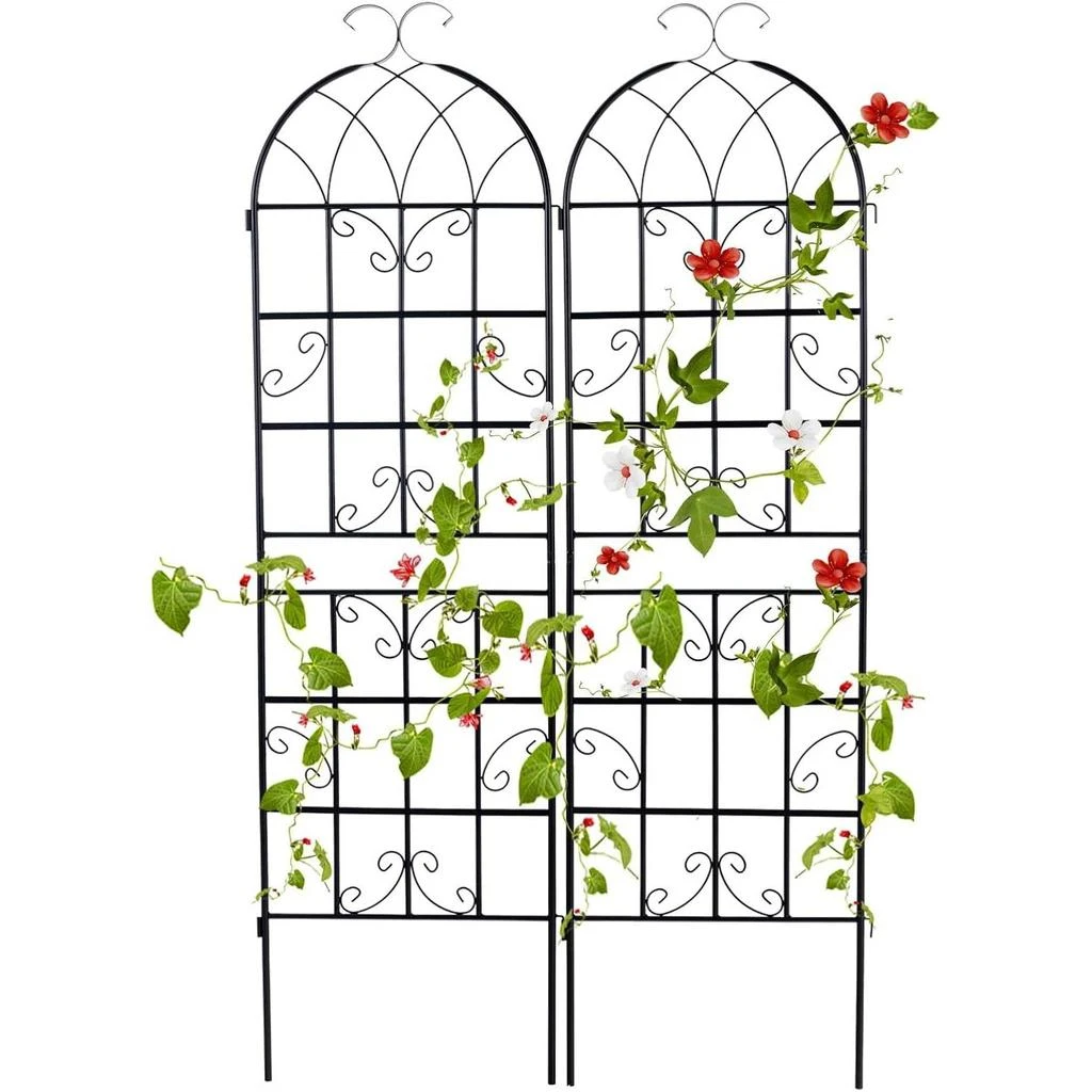 QuikFurn Set of 2 - 6-Ft Heavy Duty Outdoor Galvanized Metal Garden Trellis 1