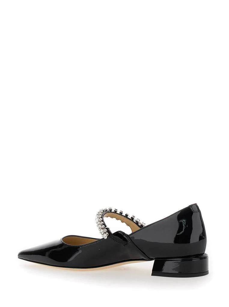 Jimmy Choo Black Ballet Flats With Crystals On Strap In Patent Leather Woman 3