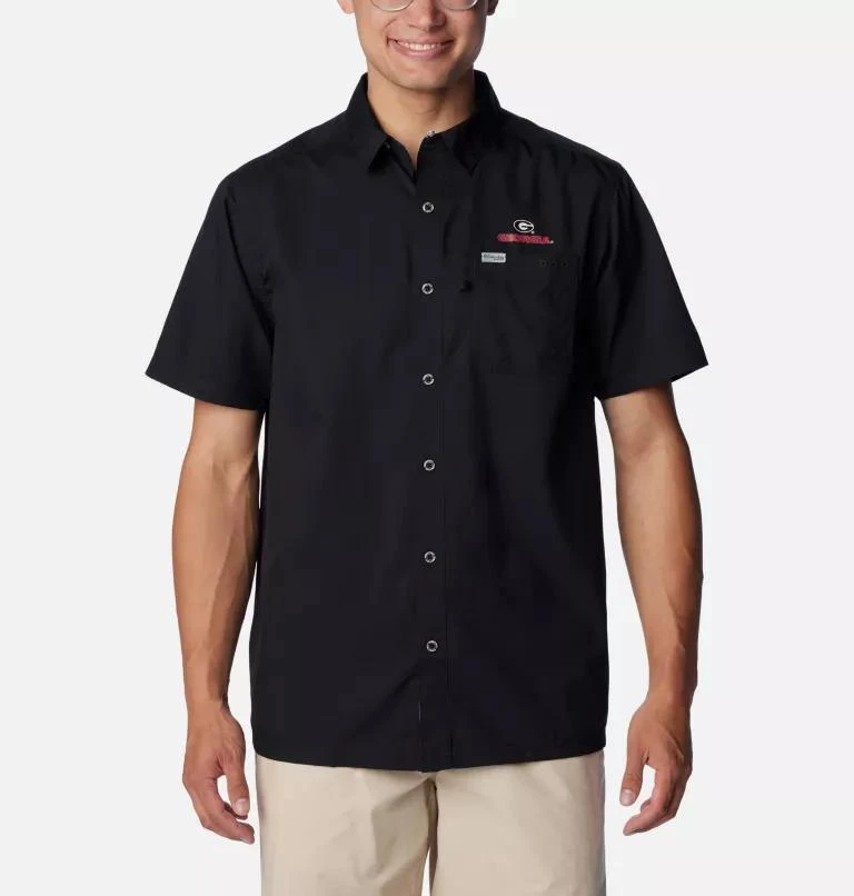 Columbia Columbia Men's Collegiate PFG Slack Tide  Camp Shirt - Georgia- 1